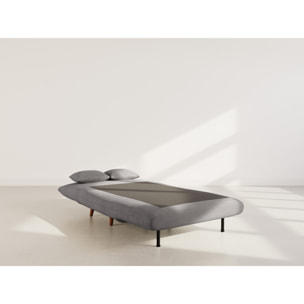 Lumi - Banquette convertible clic-clac 1 place en velours côtelé - Gris
