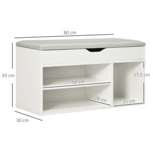 Armario Zapatero para Almacenamiento con Asiento Blanco