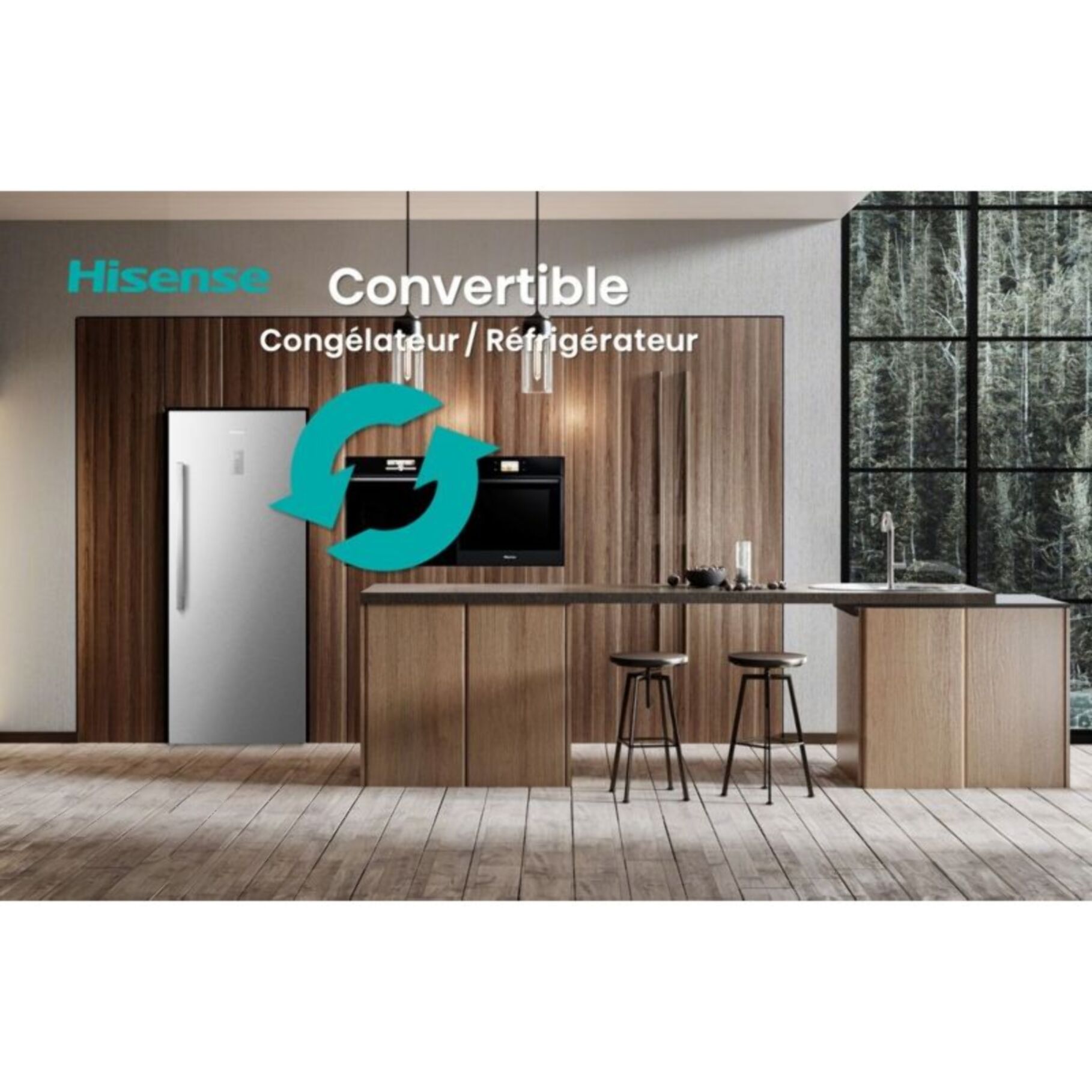 Congélateur armoire HISENSE FT500N4AIE réversible en réfrigérateur