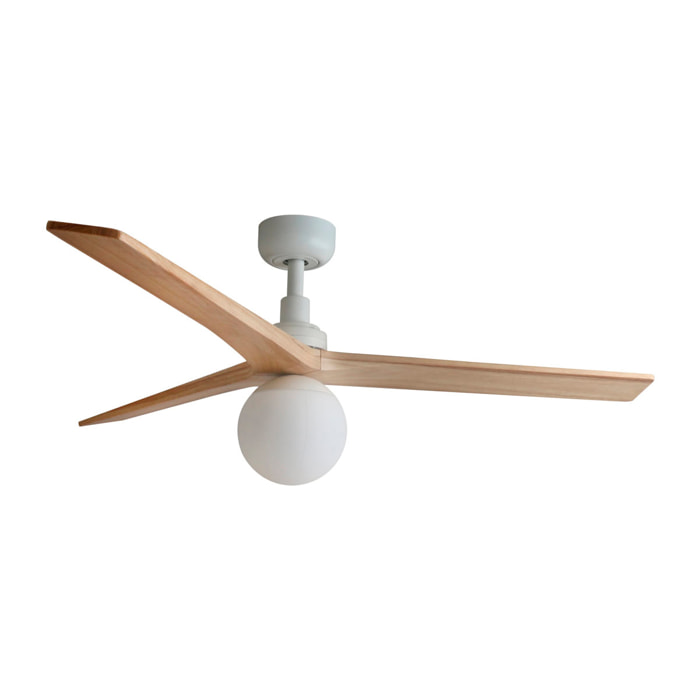 KLIM M Ventilateur blanc/bois chêne DC E27