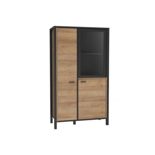 Vitrine 3 portes en bois effet chêne - MIAMI