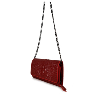 Borsa Donna in vera pelle Made in Italy colore Rosso dimensioni cm 25x14x4