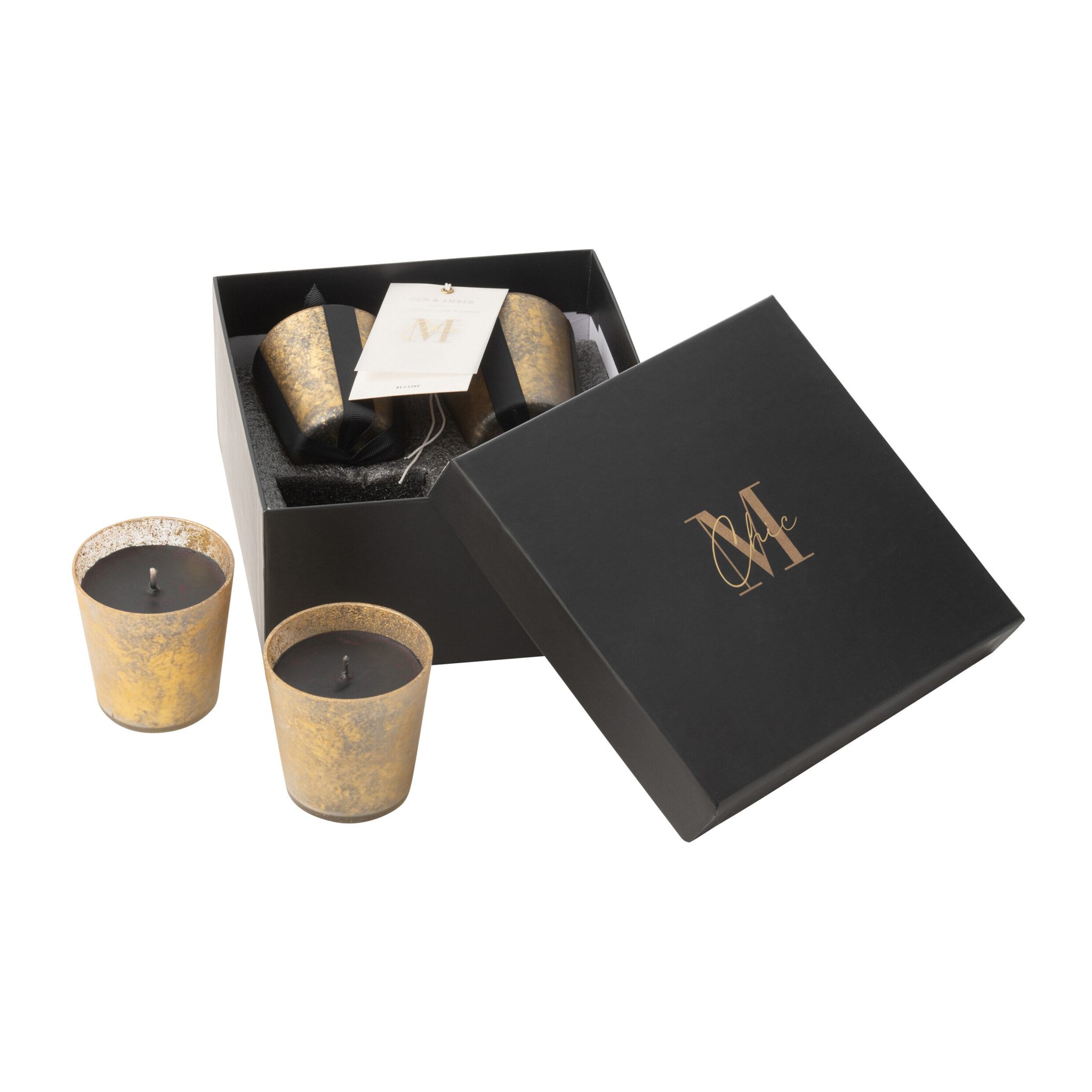 J-Line bougie senteur M-Chic - or/noir - 20H - boîte de 4