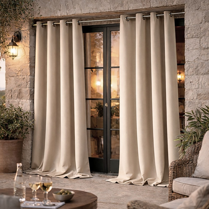 Rideau d'extérieur en tissu déperlant - Beige