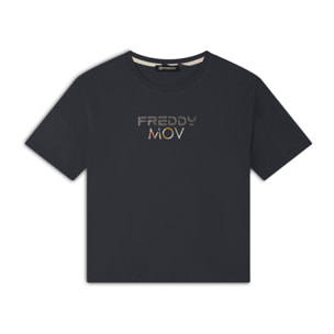 T-shirt Cropped con Spacchi Laterali