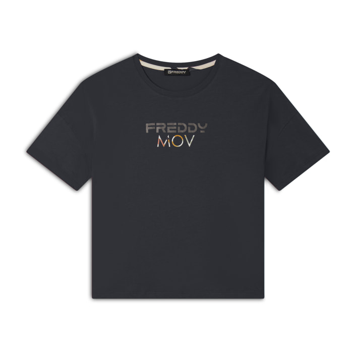 T-shirt Cropped con Spacchi Laterali