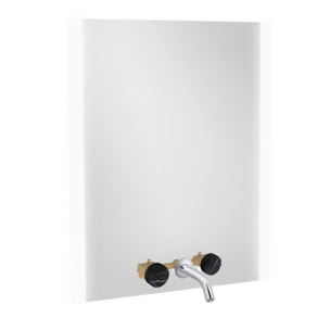 Miroir 3 trous 60 cm + mélangeur lavabo encastré 3 trous Grands Boulevards marbré orage et chromé