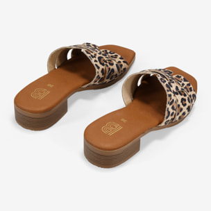 Sandalias de piel leopardo con tacón