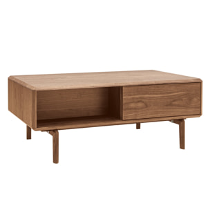 Table basse rectangulaire avec rangements 2 tiroirs bois foncé noyer L100 cm SUVA