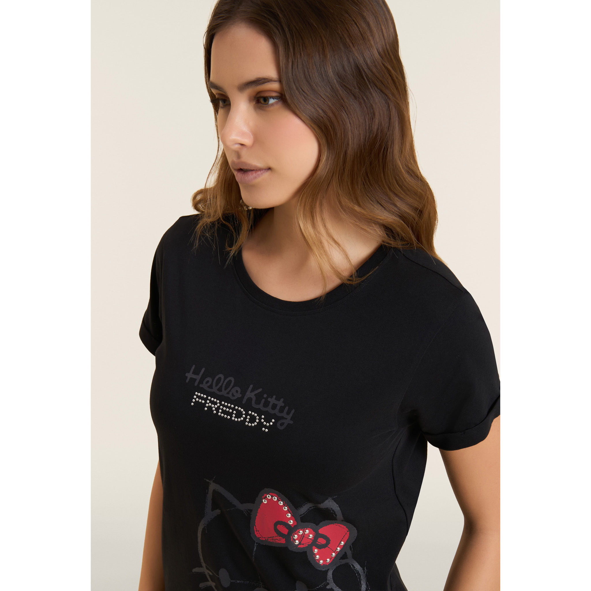 T-shirt Hello Kitty con stampa tono su tono