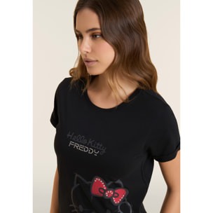 T-shirt Hello Kitty con stampa tono su tono