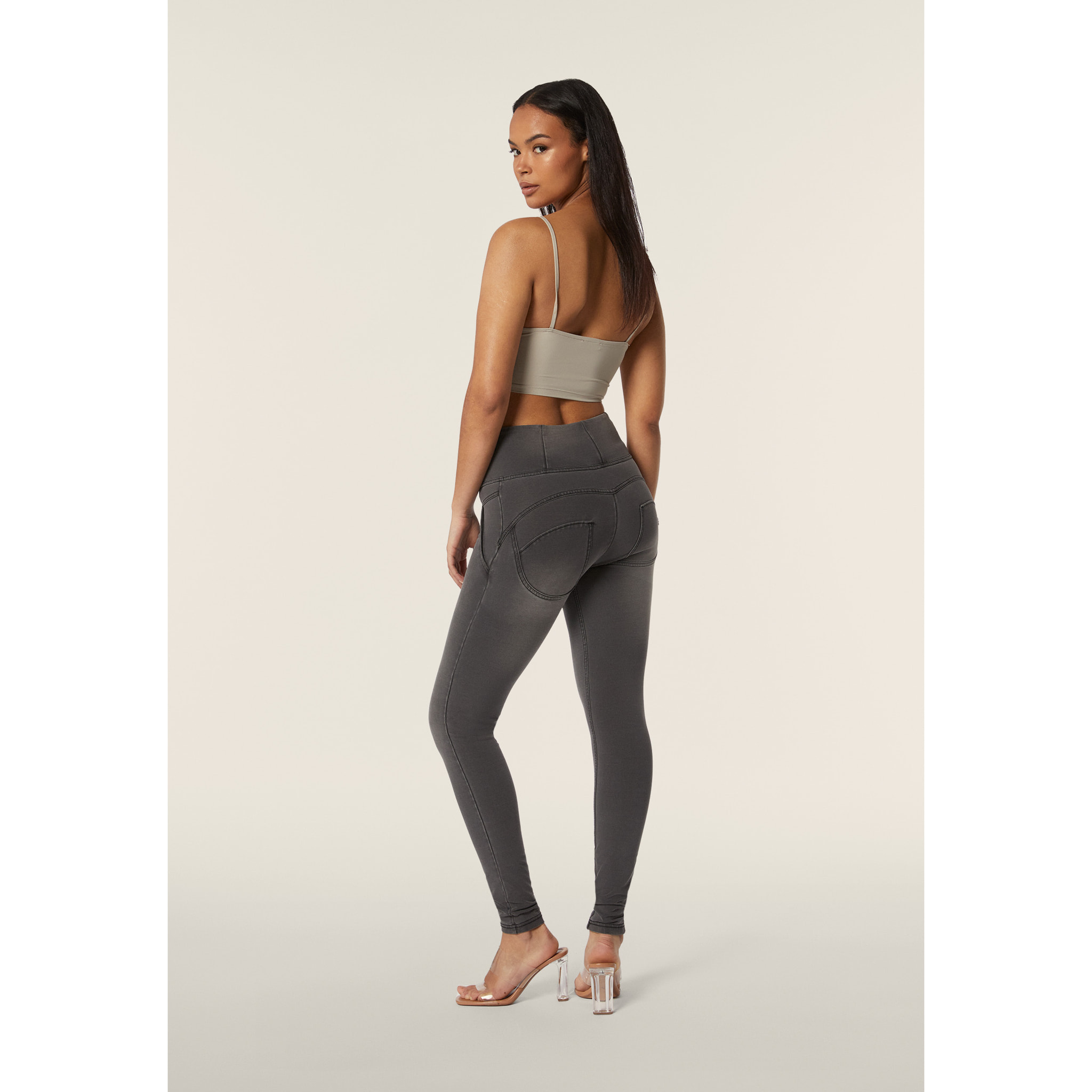 Jeggings push up WR.UP® superskinny vita alta con impunture