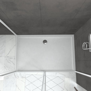 Pack porte de douche Coulissante blanc extensible 140X185 + paroi de retour 80cm + receveur - WHITY
