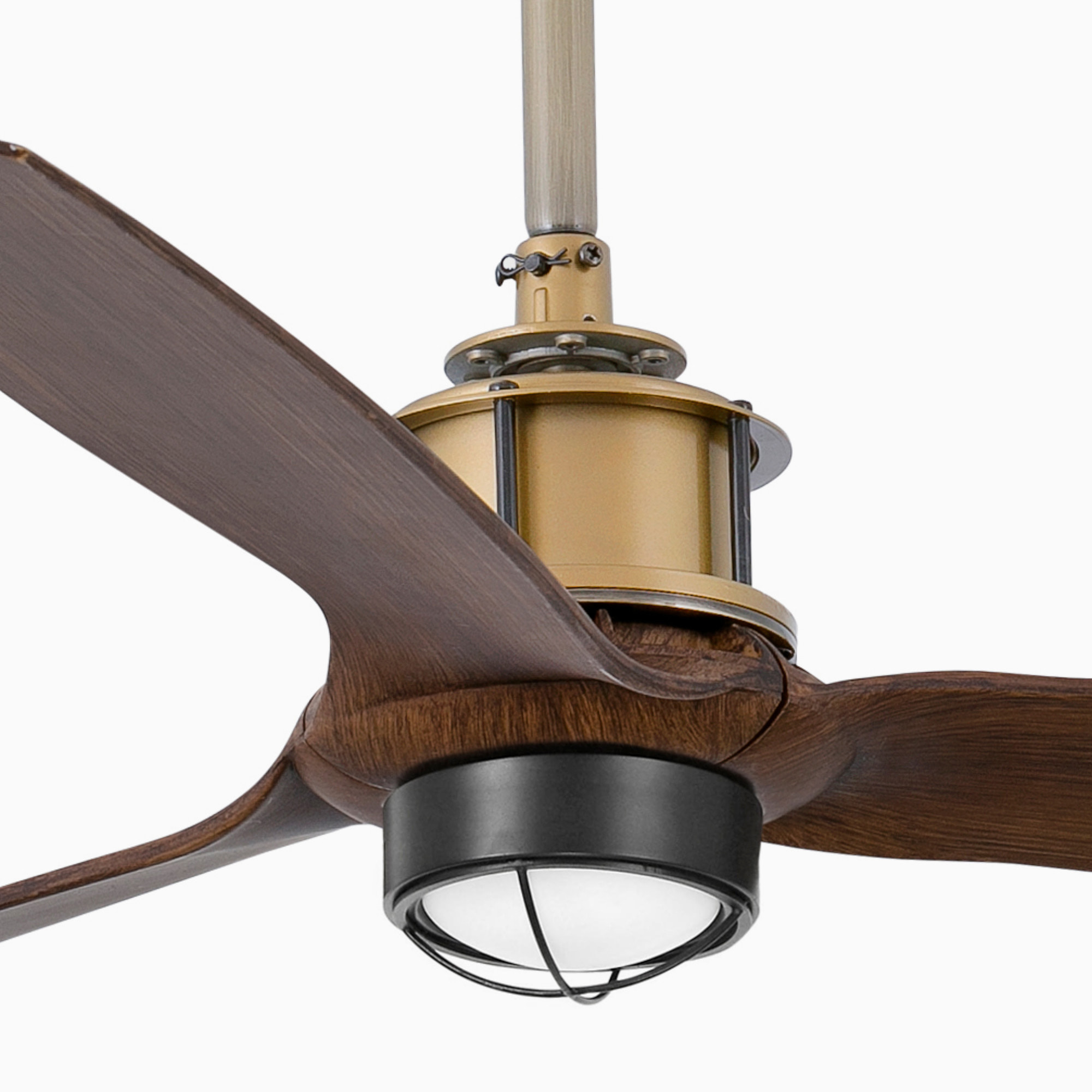 JUST FAN M LED Ventilatore a soffitto oro vecchio/noce