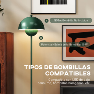 Lámpara de Pie Moderna 155 cm Lámpara de Pie para Salón con Pantalla de Cuenco Reflejando Luz Interruptor de Pie Casquillo E27 Sin Bombilla para Dormitorio Oficina Sala de Estar Verde
