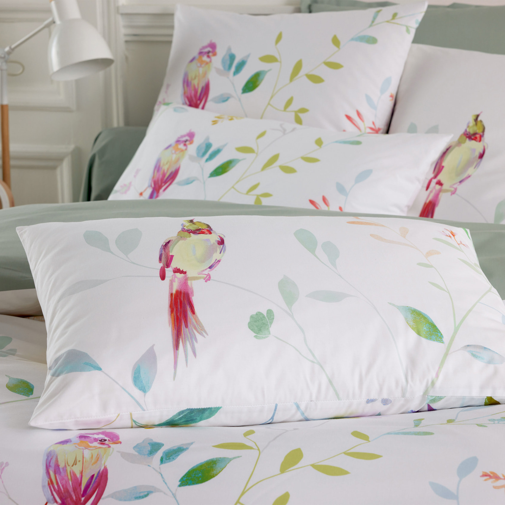 Parure de lit 3 pièces percale de coton 80 fils housse + taies - Blanc