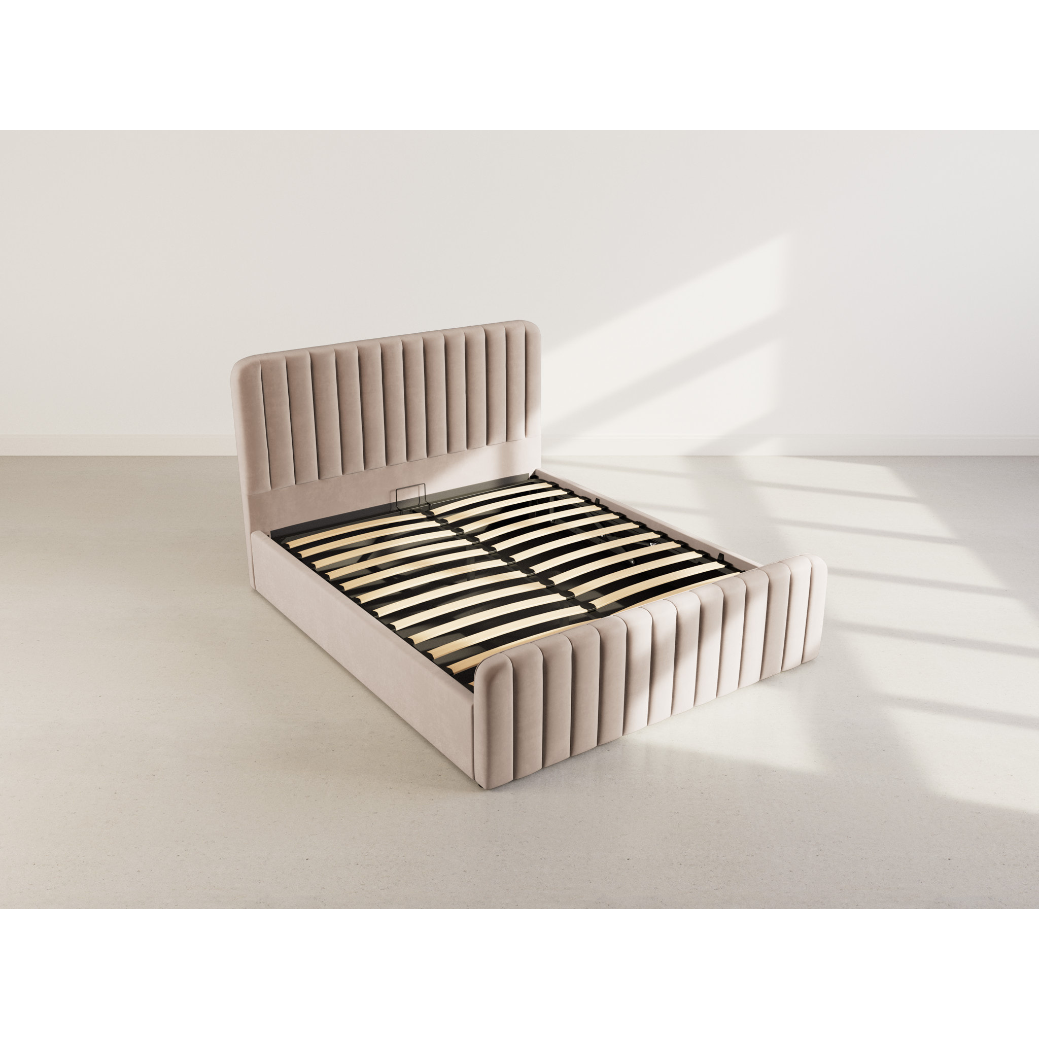 Alice - lit coffre - 160x200 cm - en velours - Taupe