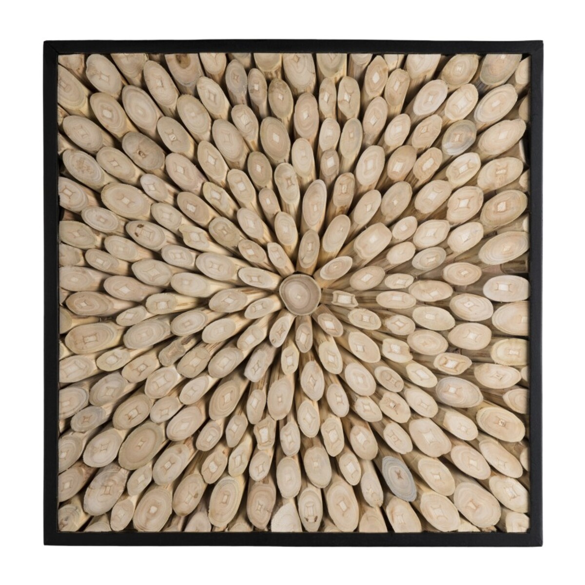 SAM - Décoration murale carrée 60x60cm branches bois Teck nature