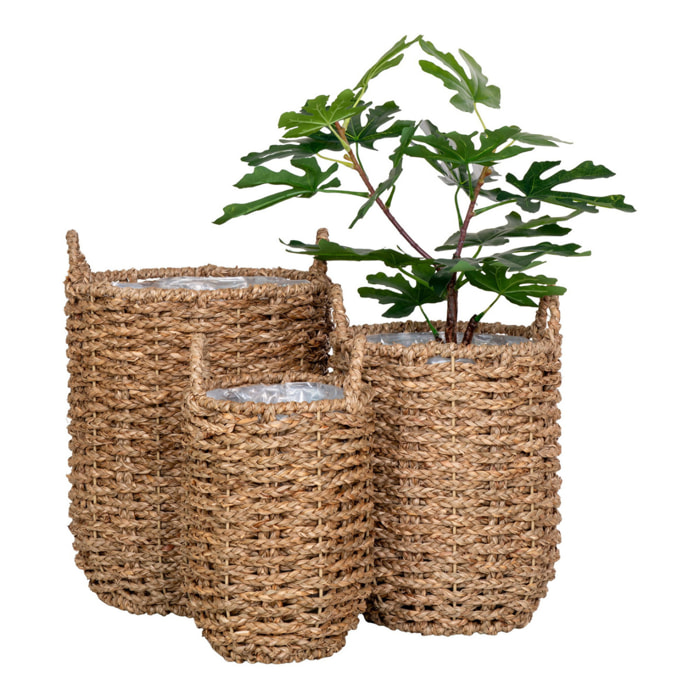 Cestini Hue in erba marina naturale con manici set 3 pezzi