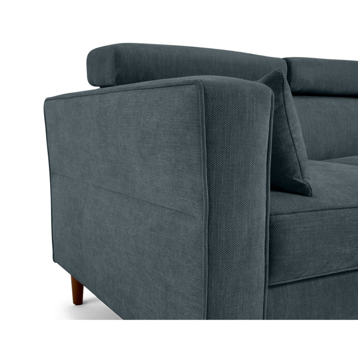 Alicante - canapé d'angle réversible convertible avec têtières - coffre - 4 places - en tissu texturé - Bleu grisé