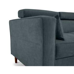 Alicante - canapé d'angle réversible convertible avec têtières - coffre - 4 places - en tissu texturé - Bleu grisé