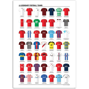 Affiche 50 x 70 cm - Legendary Football Teams - Olivier Bourdereau
