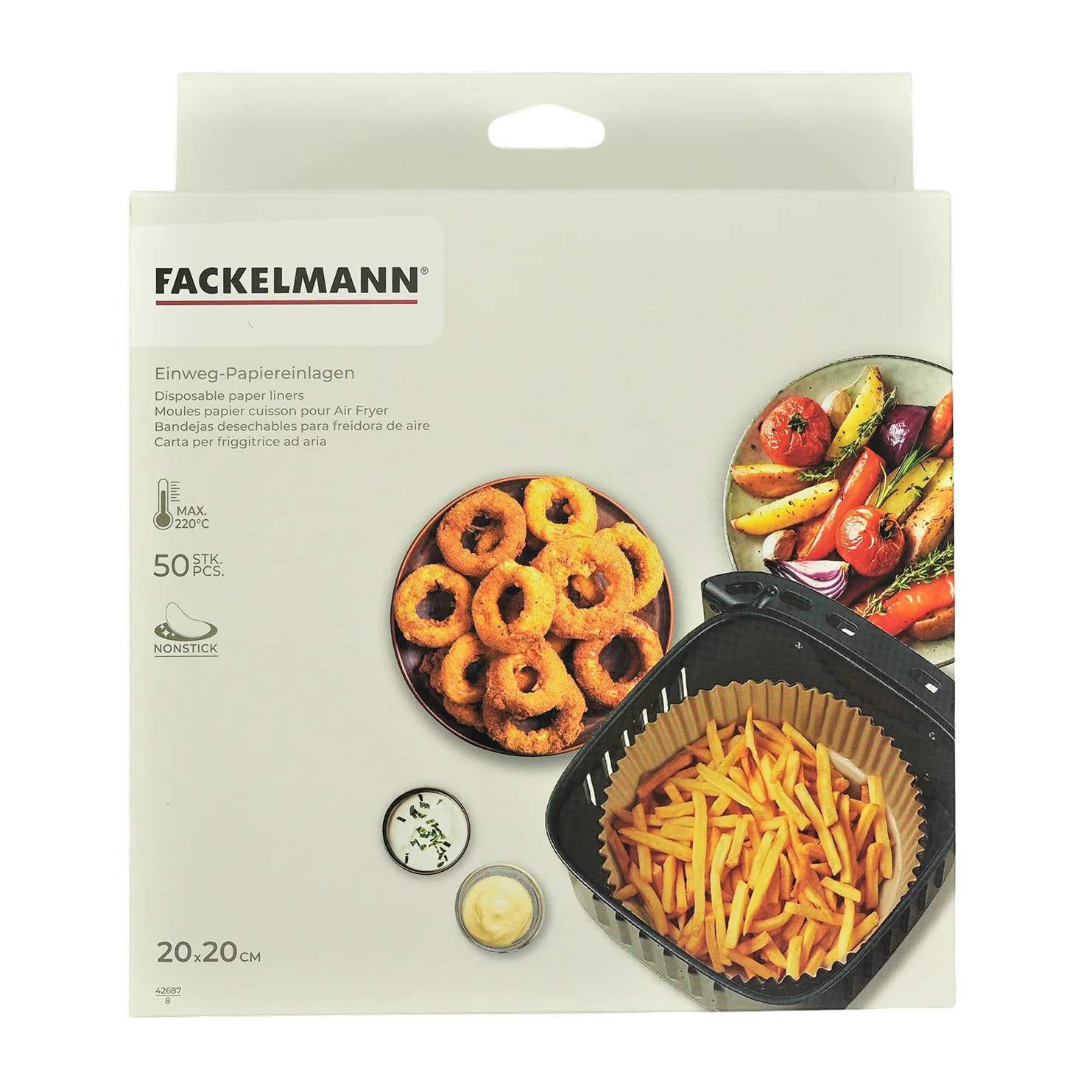 50 Moules en papier air fryer ronds 20 cm Fackelmann