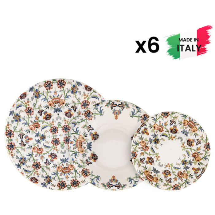 Servizio piatti Cannes da 18 pezzi in ceramica sottosmalto