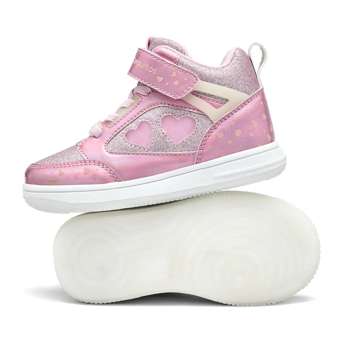 Zapatillas Altas De Luces De Niña Con Corazones