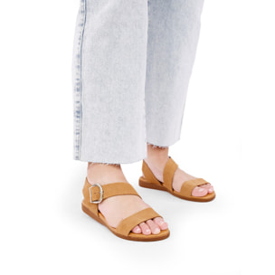 Sandalias planas de piel marrones