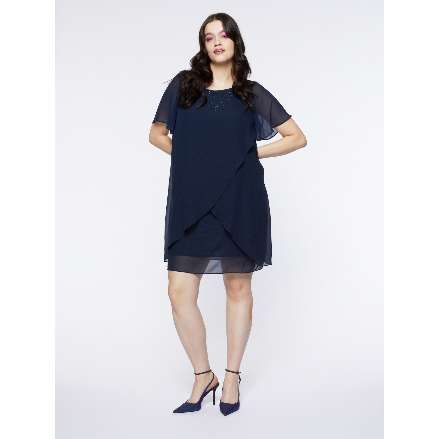 Fiorella Rubino - Vestido elegante con superposiciones. - Azul
