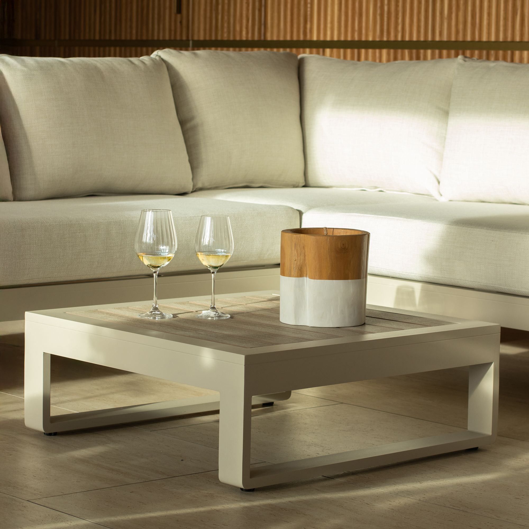 Salon de jardin 6 places en aluminium beige  RIVA BELLA