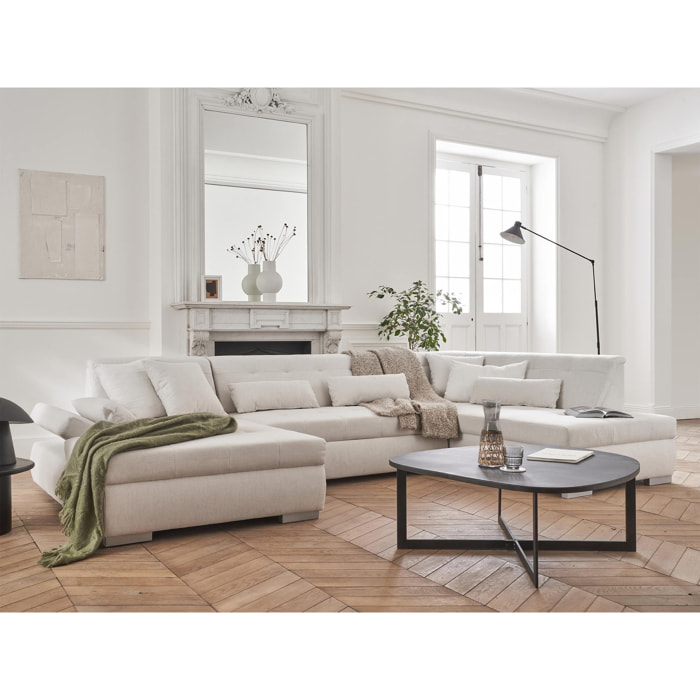 Vermont - canapé panoramique d'angle droit - 7 places - convertible - en tissu - Beige