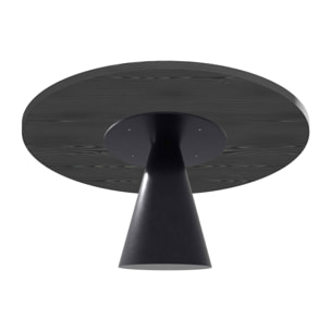 Artù Black - Tavolo da pranzo rotondo Ø 120 cm in legno laminato con base a cono in metallo, top nero