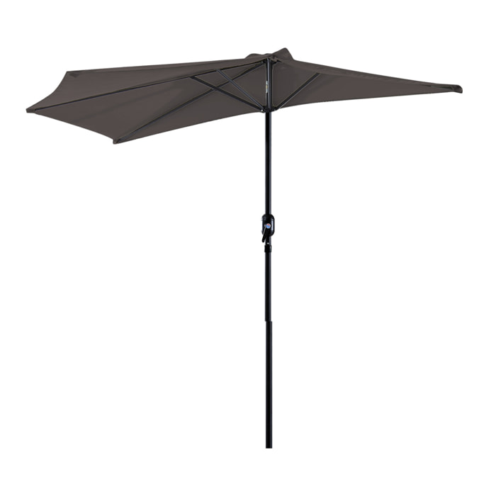 Sombrilla Parasol Jardín con Manivela Semicircular Exterior 269x138x236 cm Gris