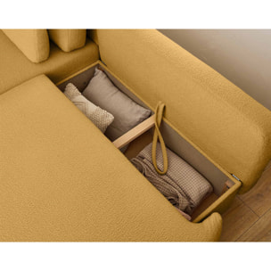 Mahina - canapé d'angle gauche - 4 places - convertible avec coffre - en tissu bouclette - Jaune