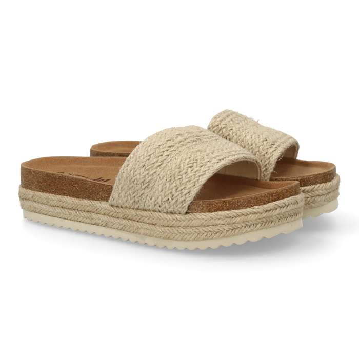 Sandalia plana mujer con tira y suela de yute
