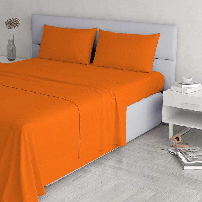 COMPLETO LETTO ELEGANT, 100% Microfibra, No Stiro - ARANCIONE