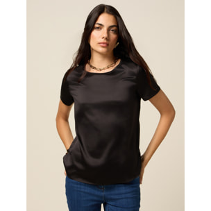 Oltre - T-shirt bimaterica - Nero