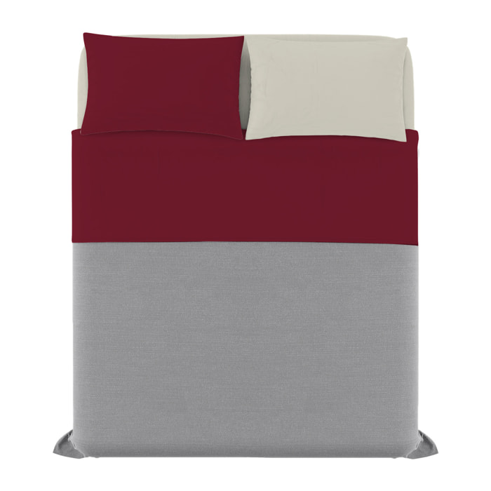 COMPLETO LETTO NATURAL COLOUR MADE IN ITALY COTONE-BORDEAUX/PANNA MATRIMONIALE