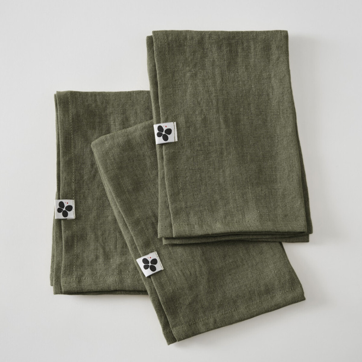 Lot de 3 serviettes de table "Soline" 40 x 40 cm Lin lavé - Couleur: Soline Thym