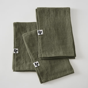 Lot de 3 serviettes de table "Soline" 40 x 40 cm Lin lavé - Couleur: Soline Thym
