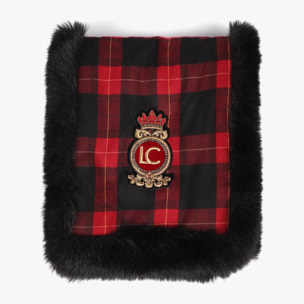 Sciarpa reversibile tartan ed effetto pelliccia