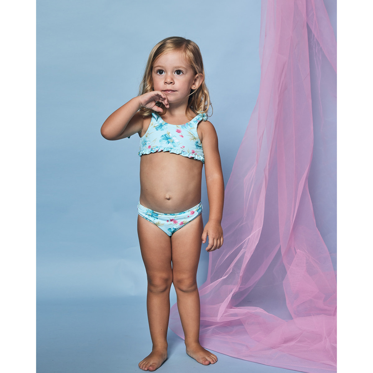 BIKINI FLOR AZUL GRANDE TIRANTE Y LACHO ANCHO