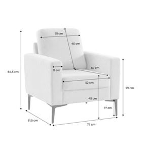 Fauteuil pieds métal velours côtelé BJORN