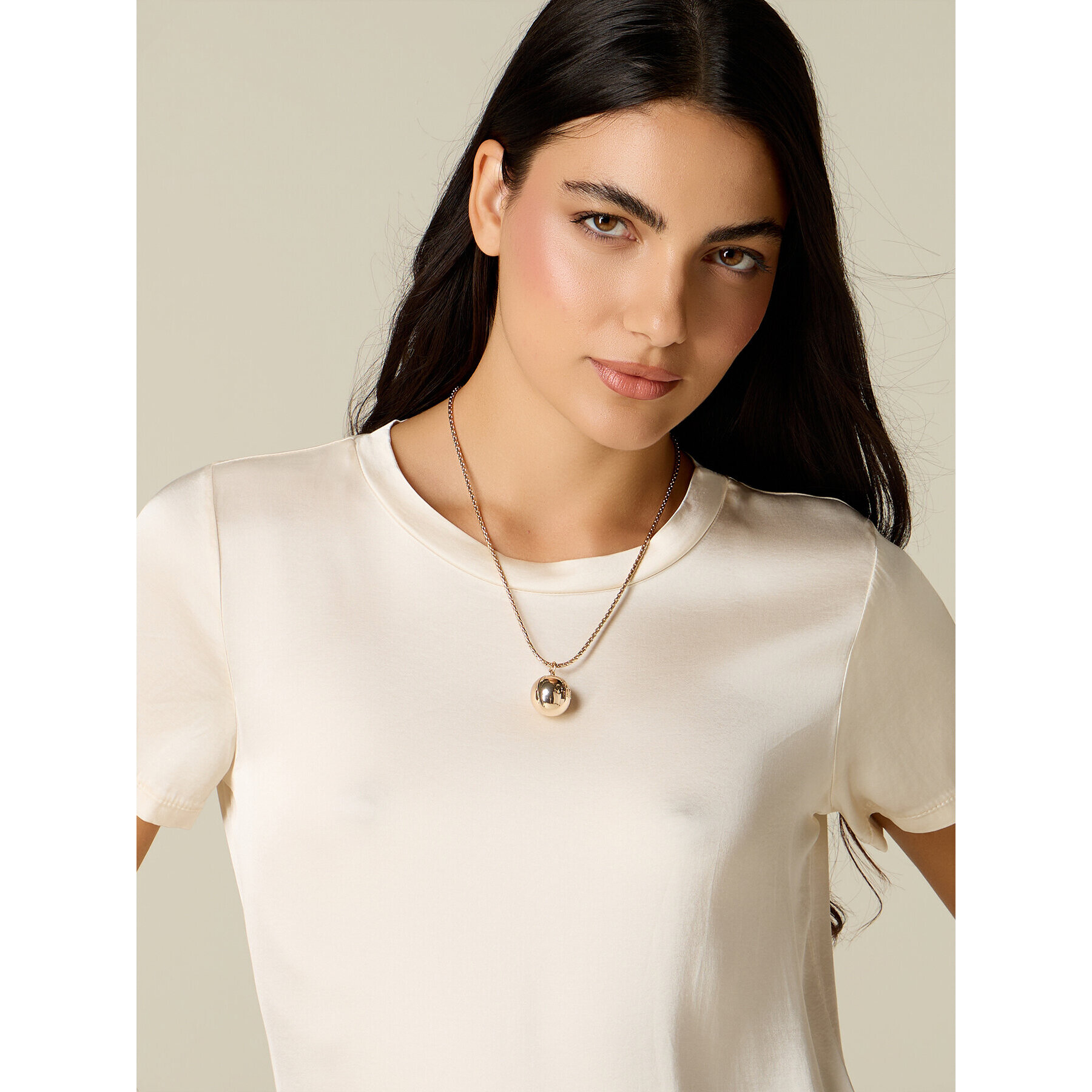 Oltre - Blusa in raso misto viscosa - Bianco