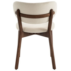 Lot de 2 chaises en bois foncé et tissu boucle beige AURA