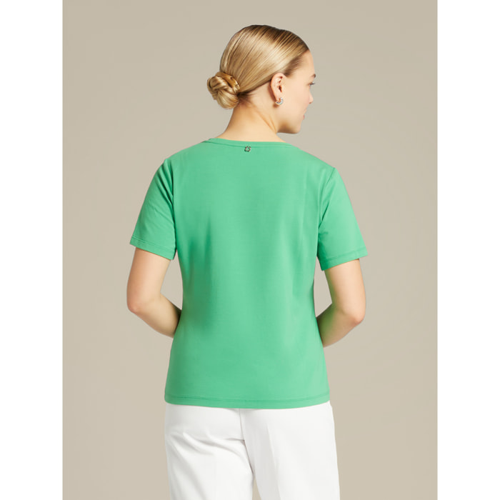 Elena Mirò - T-shirt ricamata - Verde