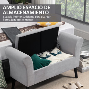 Baúl de Almacenaje para Dormitorio Banco de Almacenamiento con Tapa Abatible Reposabrazos y Patas de Madera para Salón 111,5x41x65 cm Gris Claro