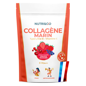 Nutri&Co Collagène Marin Type 1, 2 & 3 Peau & Articulations Goût Fruits Rouges - 180g